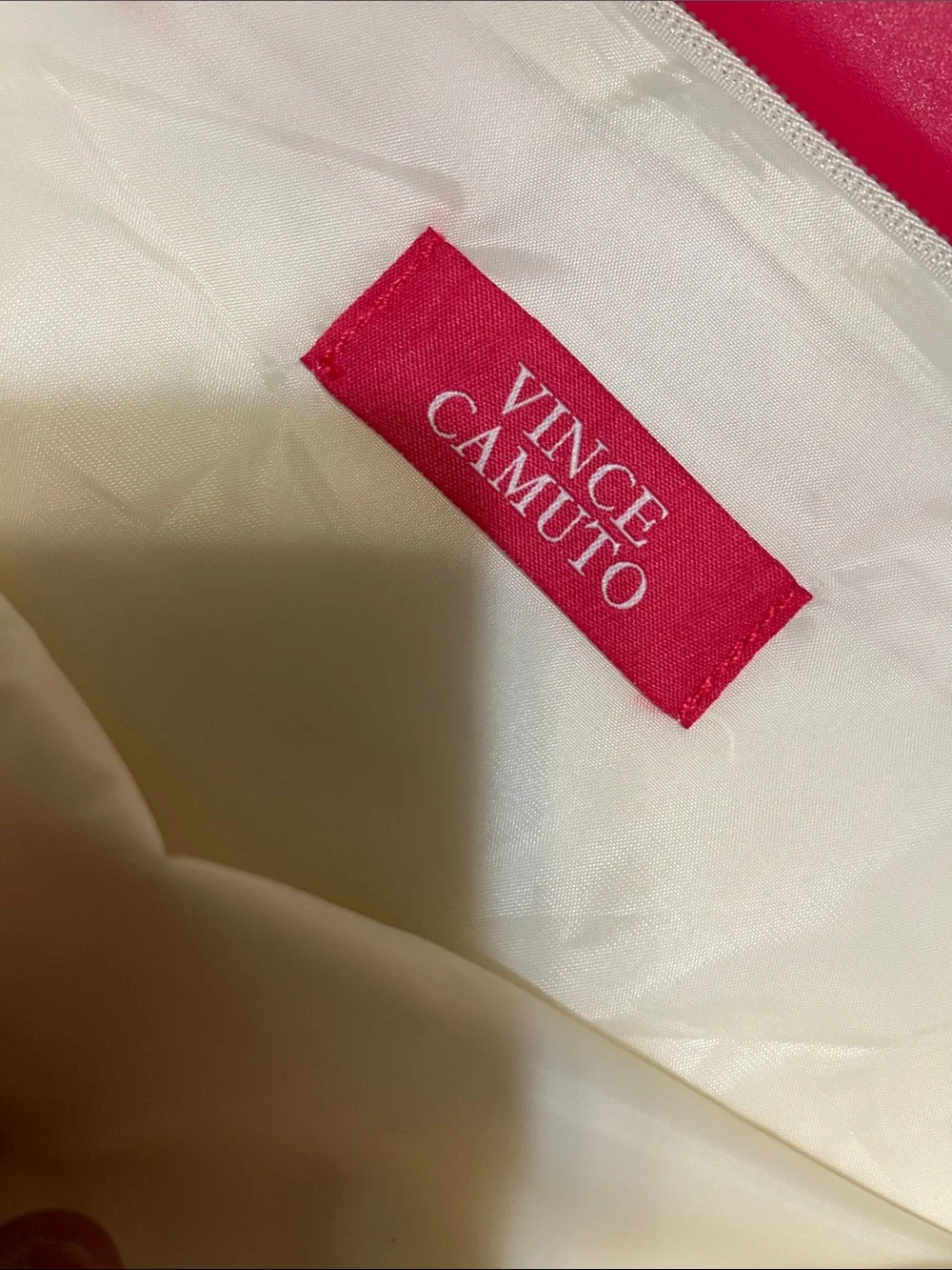 Vince Camuto Cream and Hot Pink Tote with Matching Pouch